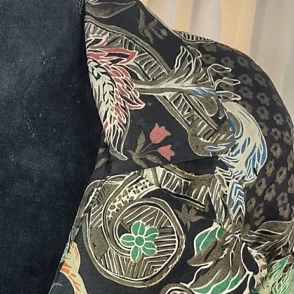 Mary Bays (Victoria Royal) Vintage Beaded Floral Print Silk Blazer, Size 4 - Picture 4 of 12